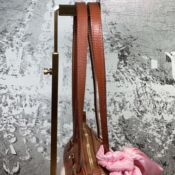 Dooney & Bourke Y2K Pink and Cream Canvas with Brown Leather Trim - Picture 9 of 16